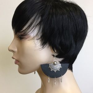 🌟SOLD🌟 Genuine Black Leather Bohemian Earrings
